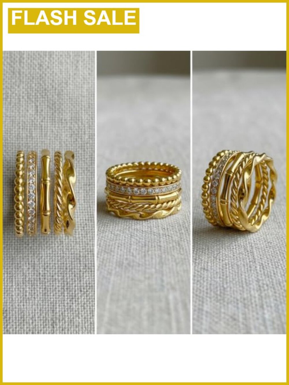 Stainless Steel Stackable Rings Set Women 5PCS Stacking Rings Gift - Picture 3 of 3